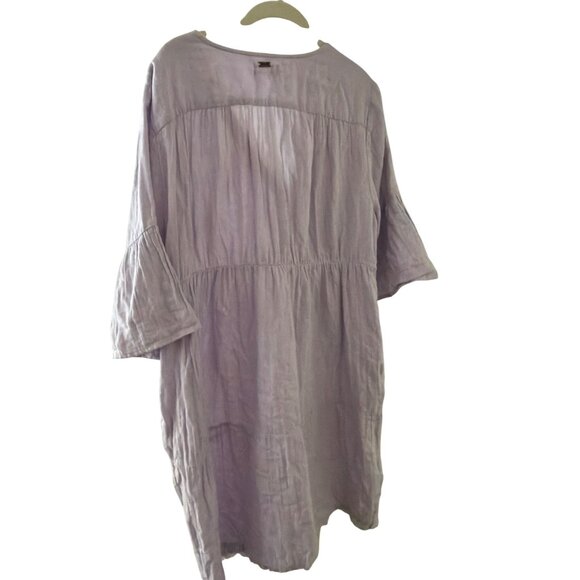Light Purple Pact V-Neck Button-Front Babydoll Dress Flutter Sleeve Size L - Picture 5 of 6